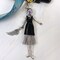 Wrapables Hanging Fashionista Doll Keychain, Crystal Rhinestone Keyring Bag Charm, Black Leather